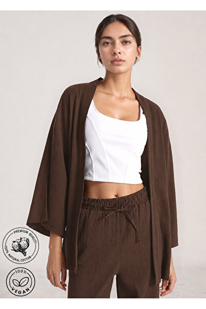 Bled Muslin Shawl Collar Women's Kimono (100% Cotton)