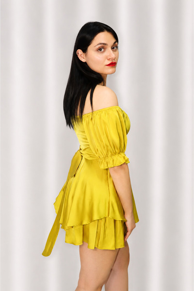 Ecem Wear KUŞAKLI ŞORTLU TULUM