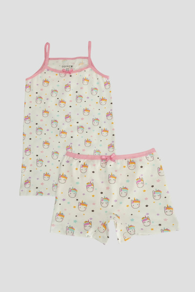 Defne Baby Set de maiou și boxeri din bumbac pieptănat cu model unicorn, din ...