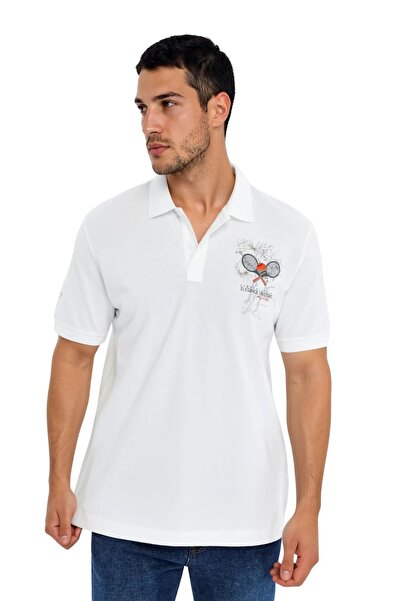 Arma Ar-Ma Men's Polo Collar T-Shirt Picture Printed Knitted Fabric Regular F...