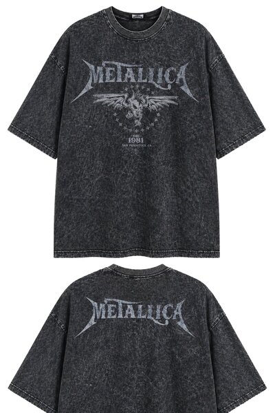 Fuddy Moda Tricou unisex oversize Metallica Est 1981 San Francisco, cu imprim...