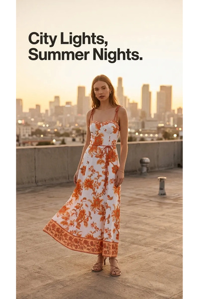 ALOFA Premium Sunset Bloom Elbise