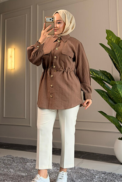 Suede Style 9102 - Cămașă țesută pentru femei, elegantă și confortabilă, cu n...