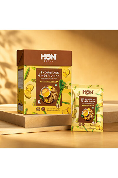 HON FOODS Lemongrass Ginger Drink Mix - 12 Sachets Pack- Made with Real Ginge...
