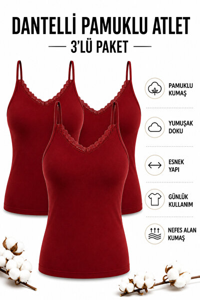 Mudcosıo Women's Lace Rope Strap Cotton Undershirt 3-Pack Soft Textured Under...