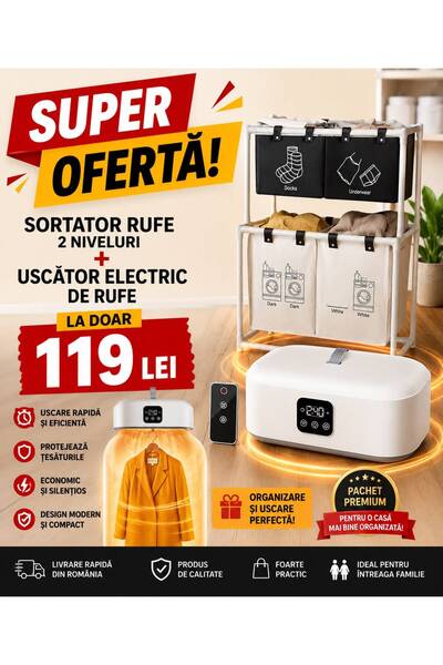 OEM MEGA OFERTA LIMITATA! Sortator de Rufe 2 Niveluri + Uscător Electric Port...