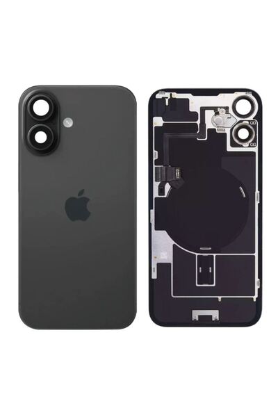Yedcom Iphone Uyumlu 16 Siyah Kamera Camlı Arka Pil Kapağı Batarya Kapağı Ark...