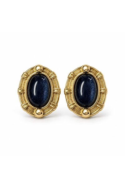 LEROSY CO. Special Series Night Blue Oval Stone Earrings