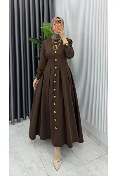 bgm fashion Kadın Tesettür Dabıl Krep Kumaş Asel Model Elbise