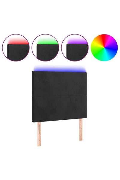 vidaxl Tăblie de pat cu LED, negru, 100x5x118/128 cm, catifea