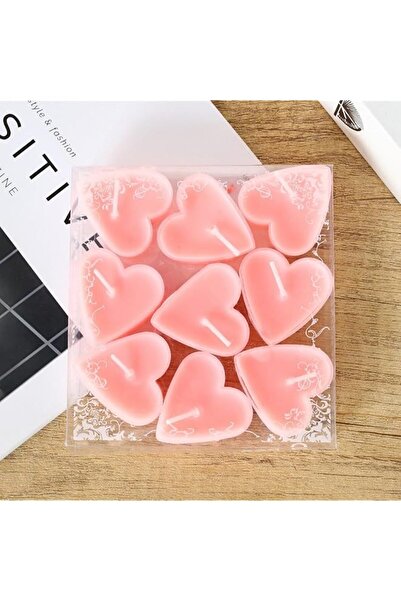 The Bros 9 Pcs Romantic Heart Tea Light Candles, Unscented Long Burning Wax T...