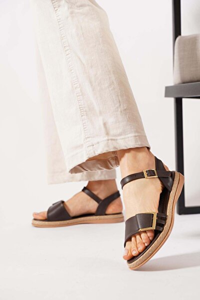 Moda Pie Bayres women's sandal with side buckle - coffee leather