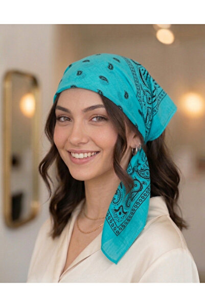 MutluBiDünya Etnik Desen Kare Pamuklu Bandana Fular