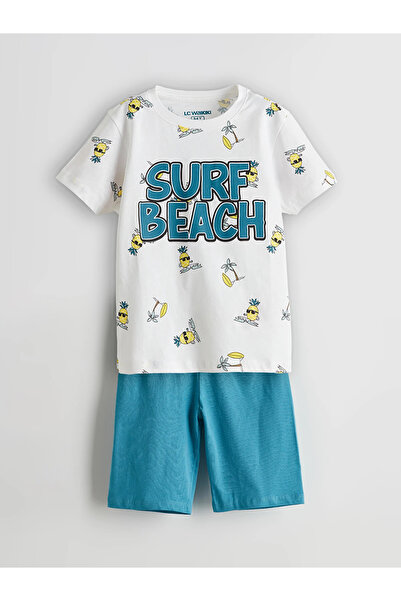 LC Waikiki LCW Kids beli ananas printani dečiji pidžama set sa šortama