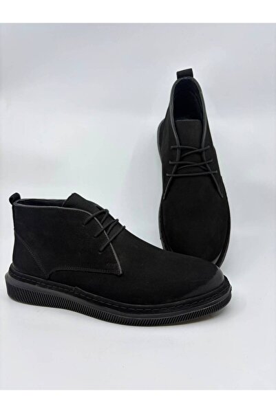 Papuccu Men's Leather Boots Black Nubuck