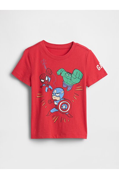 GAP Erkek Bebek Kırmızı Marvel Avengers Grafik Baskılı T-Shirt