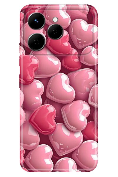TECNO Spark 40 4G Kılıf Yansıyan Kalpler Temalı Desenli Darbe Emici Silikon