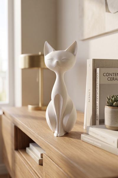 KLYNTO DecoPremium Modern Minimalist Kedi Biblosu - Estetik Dekoratif Obje Ev...