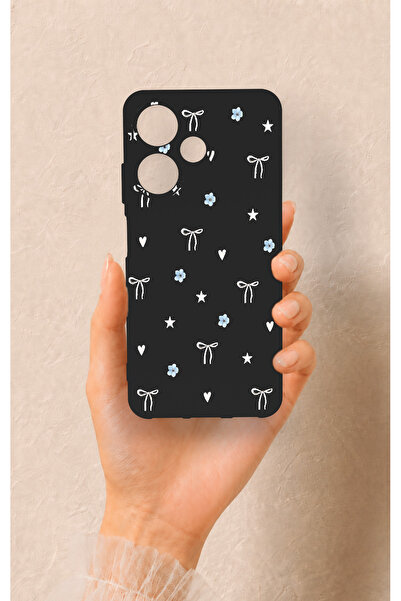 Vip Case İnfinix Hot 30i Uyumlu Mini Fiyonk Siyah Desenli Silikon Kılıf