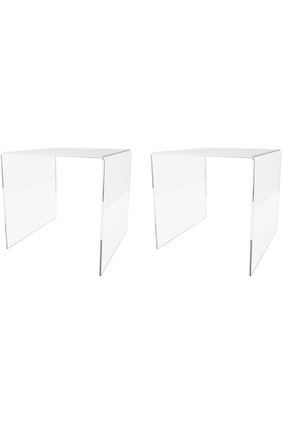 Slasa 2 Pack Acrylic Riser Display Stand 20 x 20 x 20 cm Clear Square Pedestal
