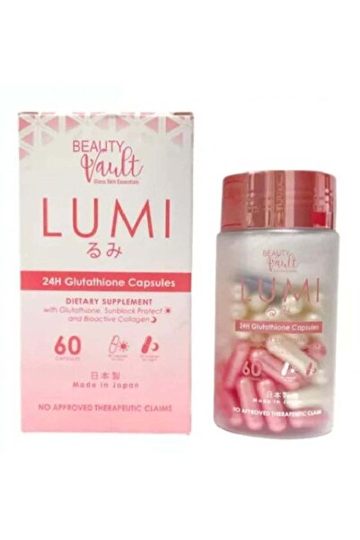 Beauty Vault Lumi 24H Glutathione Capsules for Skin Whitening, 60 Capsules