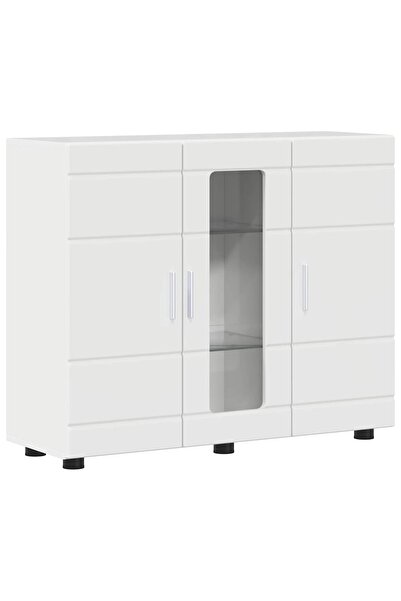 vidaxl Dulap din Lemn Alb lucios 88,5 x 30,5 x 73 cm Lemn compozit