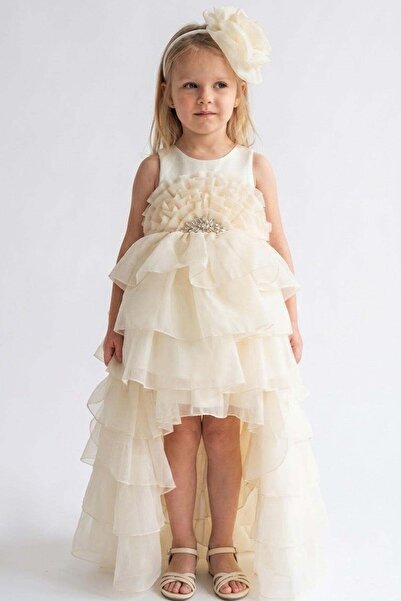 MONİTA Girl's Evening Dress with Drop Stone Detail and Lace-Up Back, 3-9 Year...