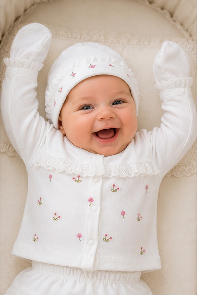 BYS BABY FASHION Mevsimlik Pamuklu 5 Parça Yenidoğan Kız Bebek Hastane Çıkış ...