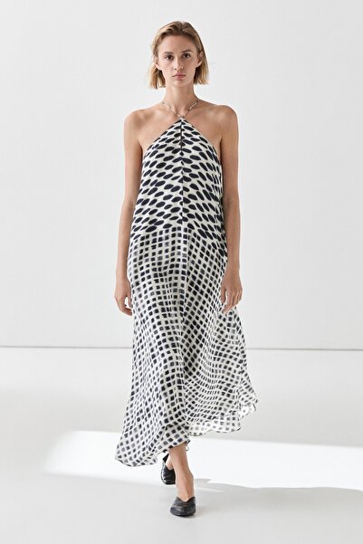 Massimo Dutti Desenli A kesim midi elbise