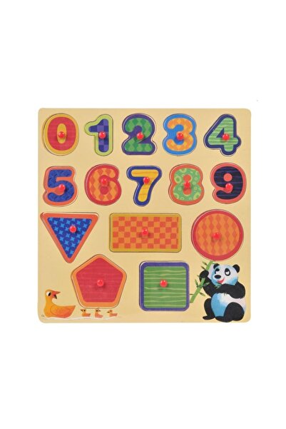 OEM Puzzle educativ din lemn cu numere și forme (15 piese) - 30 x 30 cm