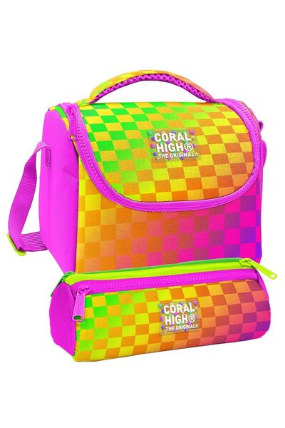 Coral High Set cutie de prânz și suport pentru pix cu trei compartimente - Ga...
