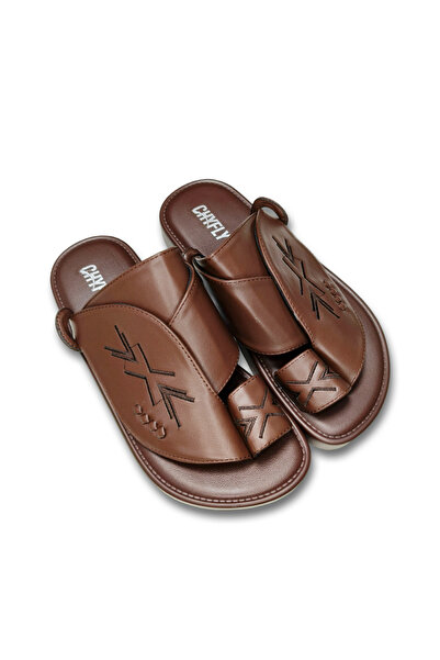 Khayrat Slipper صندل رجالي جلدي عربي بتصميم إيطالي فريد منقوش، بحزام قابل للت...