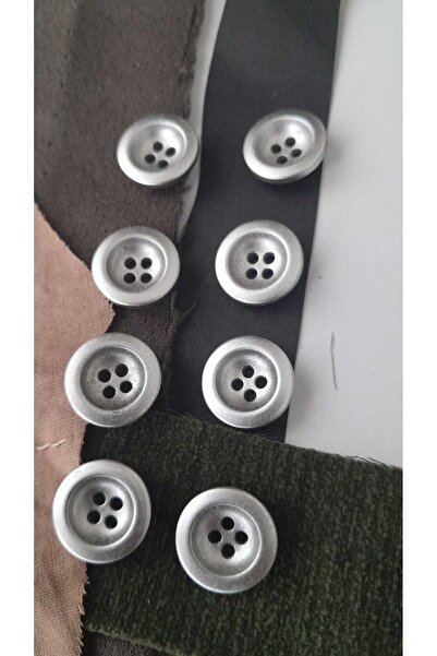 ILERI EUROPE Polyester Metalized Matte Button 15 mm 8 Pcs