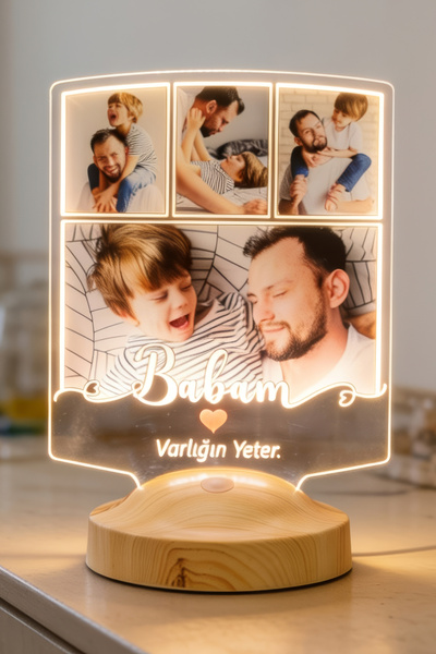 SEVGİLAMBASI Babaya Hediye LED Lamba, Babalar Günü Hediyesi, Babam Yazılı Kiş...