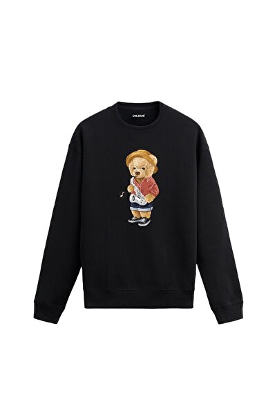 Colermi Teddy Bear Playing Saxophone Printed Sweatshirt