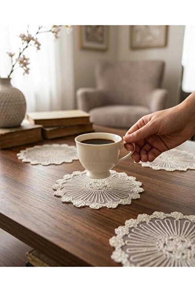 homease 6 bucăți șervețele de lux din dantelă guipură pentru prezentarea cafe...