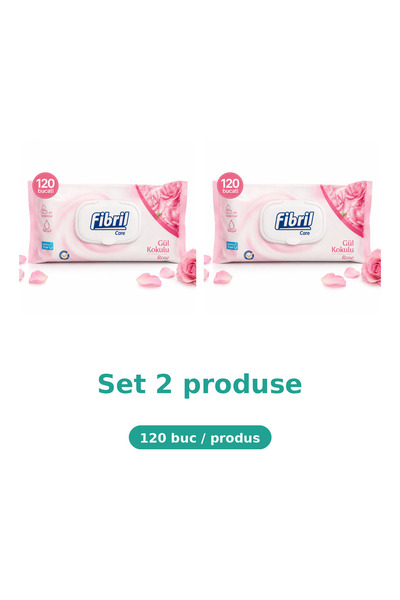 Fibril Bax 2 Pachete Care Servetele Umede Trandafiri Rose, 120 Bucati, pentru...