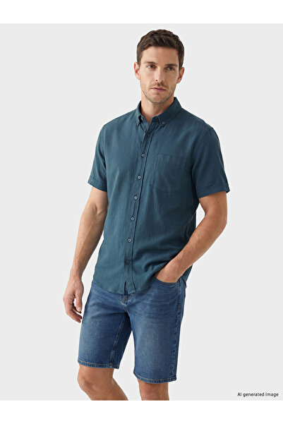 LC Waikiki Petrol Regular Fit Dobby Men's Shirt