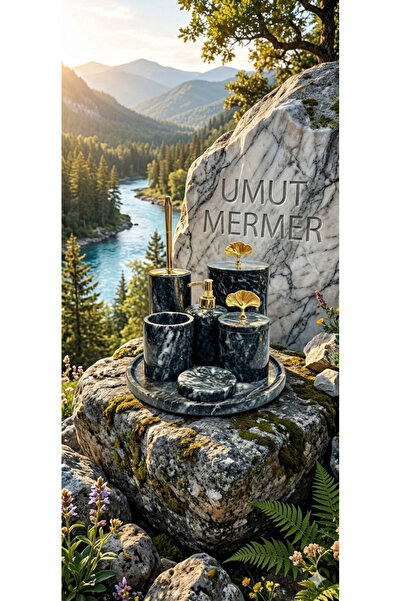 umut mermer Bursa siyahı banyo seti