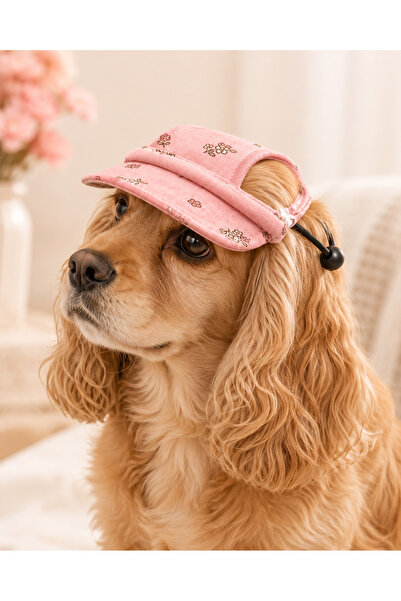 Vina Pet Çiçek Desenli Pembe Kedi Köpek Şapka Orta Irk