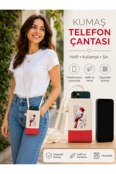 JANJAN Strap-On Phone Bag, Strap-On Wallet, Canvas Phone Bag, Waist Bag, Stra...