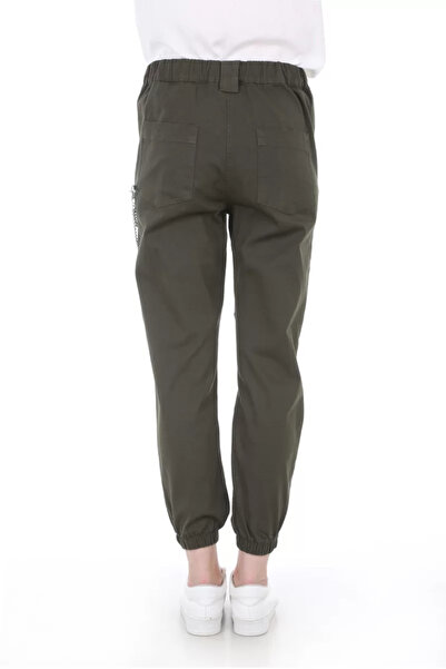 Efnaz style Women's khaki pants with chain detail