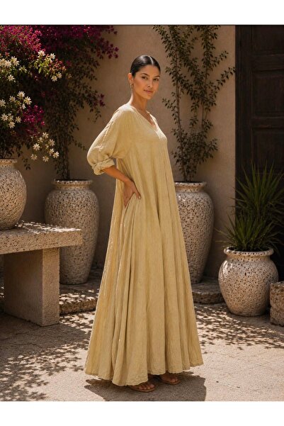 yusracollectionn Super Flattering Italian Linen Maxi Dress – Fits up to Size 46