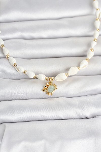 TakÇalıştır Natural Sea Shell Stringed Crab Model Necklace