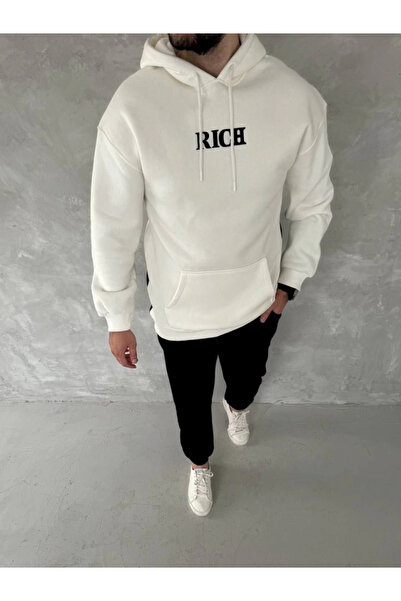 Beruflic Long Sleeve Hooded Chest Printed Sweatshirt
