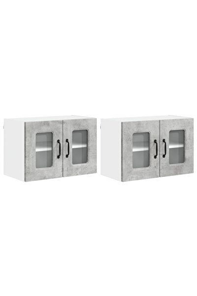 vidaxl Dulap de bucătărie Kalmar 2 pcs Gri din beton 60 x 31 x 40 cm