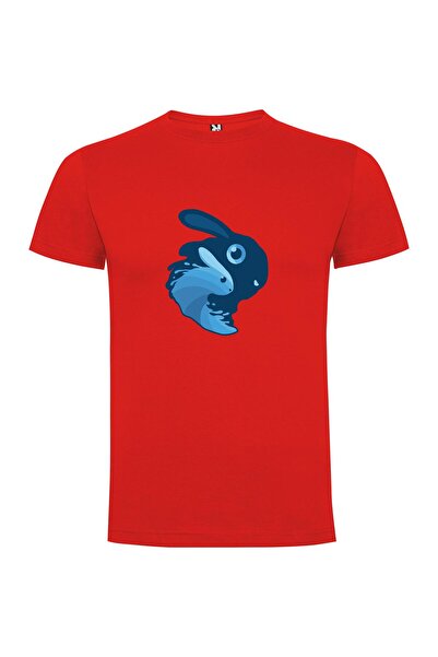 iLovePrints Blue Bunny Mascot Illustration Tshirt
