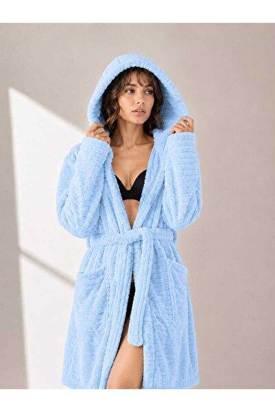 CASPARA Women's Hooded Plush Wellsoft Bamboo Organic Bathrobe with Pockets an...