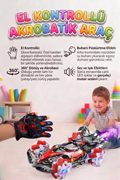 Tıfıl Toys El Kontrollü Işıklı Sesli Şarjlı 13 Fonksiyonlu 360° Dönen Duman A...