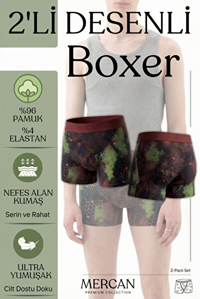 Mercan Pack of 2 Men's Boxers - Slip Boxer Bio Patterned